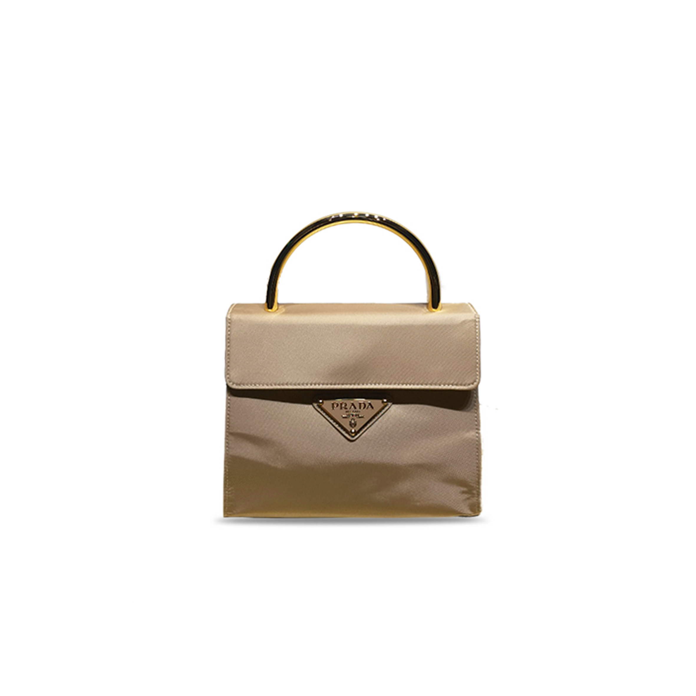 PRADA VINTAGE NYLON & GOLD TOP HANDLE BAG 1BH608 (21*17*12cm)